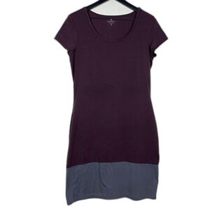 Athleta Women's Ella Color Block Dress Casual Burgundy Gray Size M